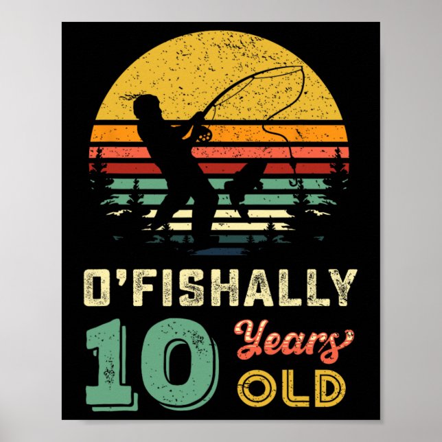 10 Years Old Fishing Gift 10 Yo Ten Year Old 10th  Poster (Front)