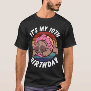 10 Years Old Funny Sloth And Donut Retro Vintage 1 T-Shirt