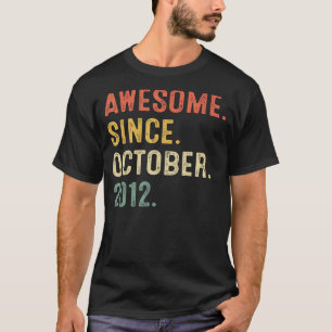 10 Years Old Gift Awesome Since October 2012 10th T-Shirt