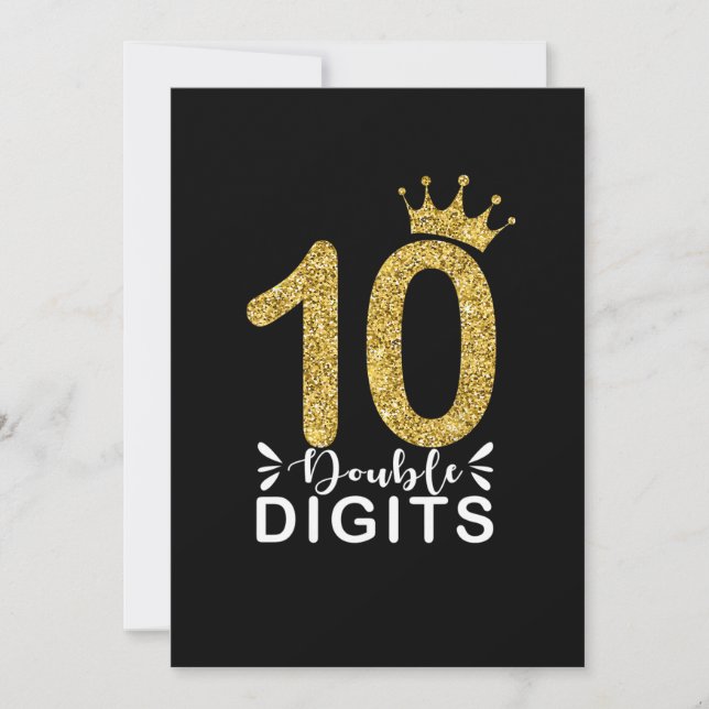 10 Years Old Gifts Double Digits Girls crown Invitation (Front)