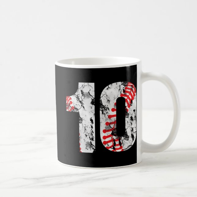 10 Years Old Gifts Number 10 Baseball 10th Birthda Coffee Mug (Right)