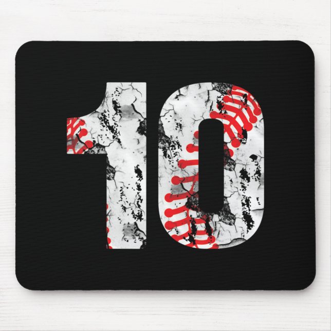 10 Years Old Gifts Number 10 Baseball 10th Birthda Mouse Pad (Front)