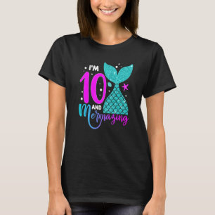 10 Years Old Girl Second 10th Birthday Mermaid Two T-Shirt