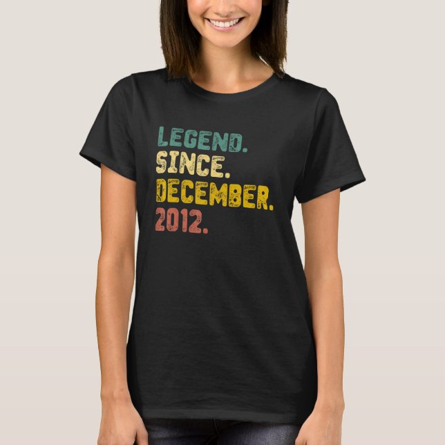 10 Years Old Legend Since December 2012 10th Birth T-Shirt (Front)