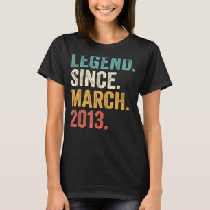10 Years Old Legend Since March 2013 10th Birthda T-Shirt