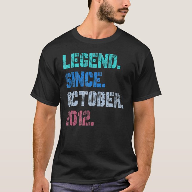 10 Years Old  Legend Since October 2012 10th Birth T-Shirt (Front)