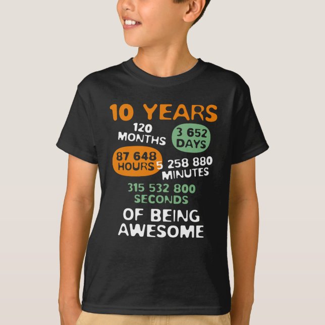 10 Years Old Math Lover Geek Tee (Front)