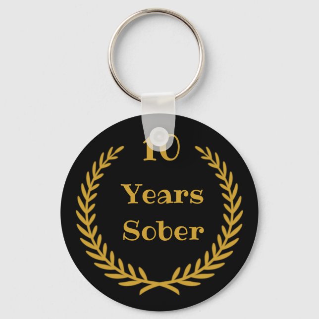 10 Years Sober Keychain for Addiction Recovery (Front)