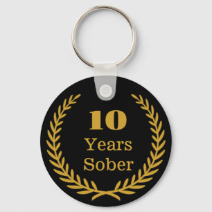 10 Years Sober, Personalizable Sobriety Keepsake Key Ring