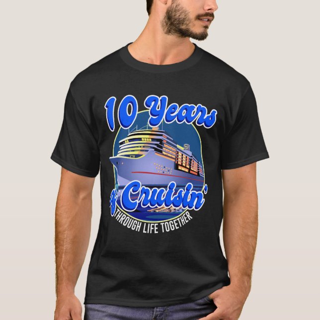 10 Years Wedding Anniversary 10th Cruise Ship  T-Shirt (Front)
