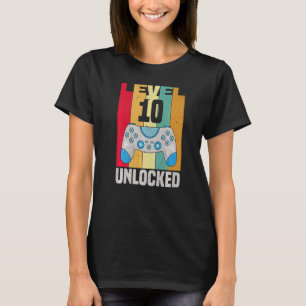 10 Yr Old Boy Gamer Birthday Boy Level 10 Unlocked T-Shirt
