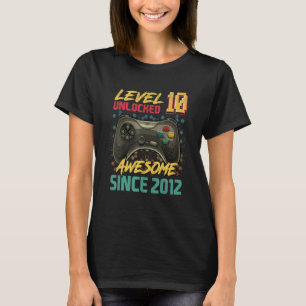10 Yrs Old Level 10 Unlocked Video Gamer 10 Birth T-Shirt