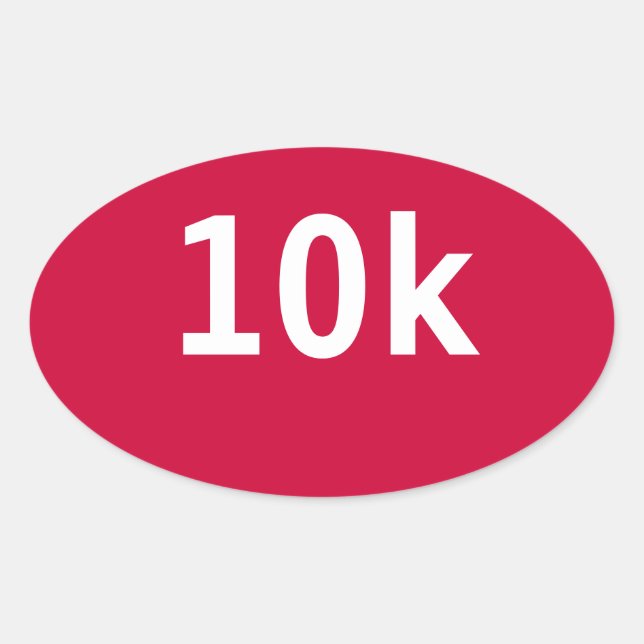10k Race or Walk Oval Sticker (Red) (Front)