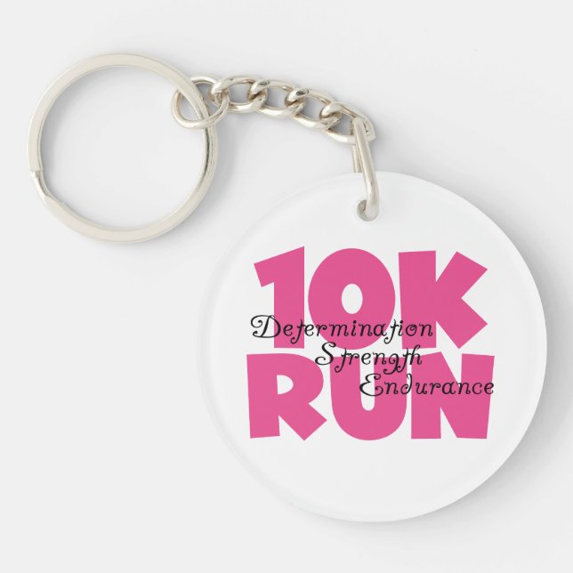 10K Run Pink Sports Running Key Ring (Front)
