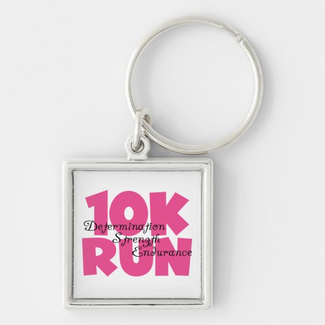 10K Run Pink Sports Running Key Ring (Front)