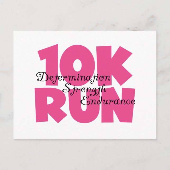 10K Run Pink Sports Running Postcard (Front)