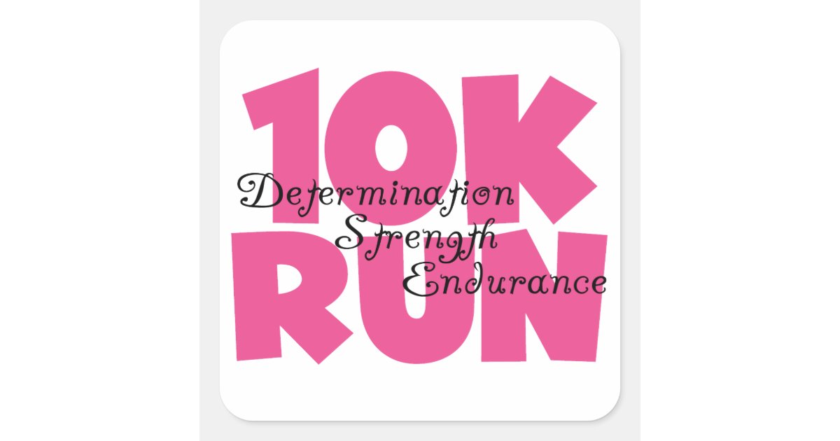 10K Run Pink Sports Running Square Sticker | Zazzle