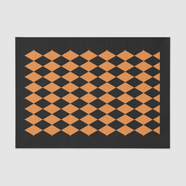 10lb Tissue Paper, HARLEQUIN BLACK & ORANGE Tissue Paper (Front)