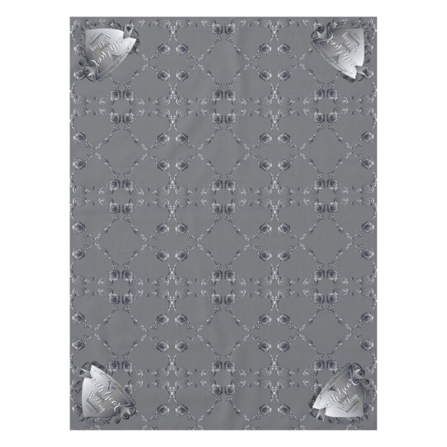 10th,11,20,25,70 Heart Rose Wedding Anniversary    Tablecloth (Front)