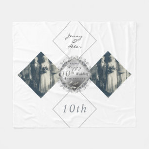 10th,11,20,25th,70th Wedding Anniversary 2 Photos Fleece Blanket