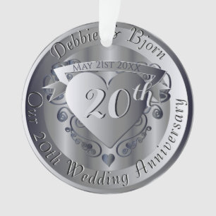 10th,20th,25th,70th Medallion Wedding Anniversary Ornament