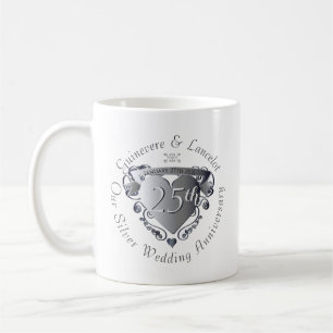 10th,20th,25th Wedding Anniversary 3D Heart Emblem Coffee Mug