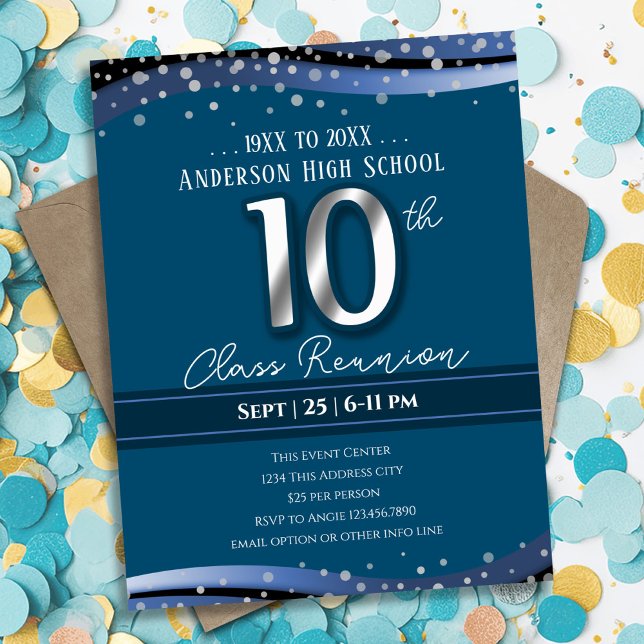 10th Alumni High School Reunion Blue Announcement (Creator Uploaded)