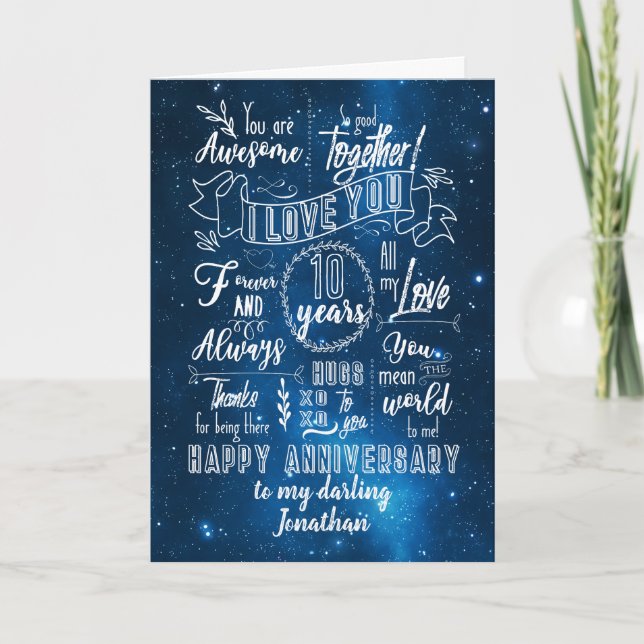 10th Anniversary Blue Chalkboard Card (Front)