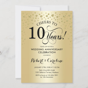 10th Anniversary Celebration - Gold Black Invitation