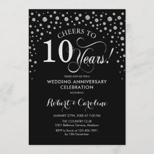 10th Anniversary Celebration - Silver Black Invitation