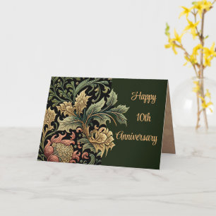 10th Anniversary Customisable Elegant Floral Green Card