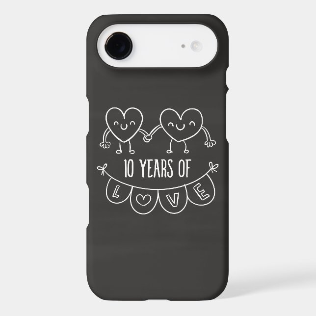 10th Anniversary Gift Chalk Hearts Case-Mate iPhone Case (Back)