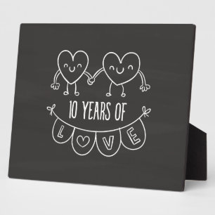 10th Anniversary Gift Chalk Hearts Plaque