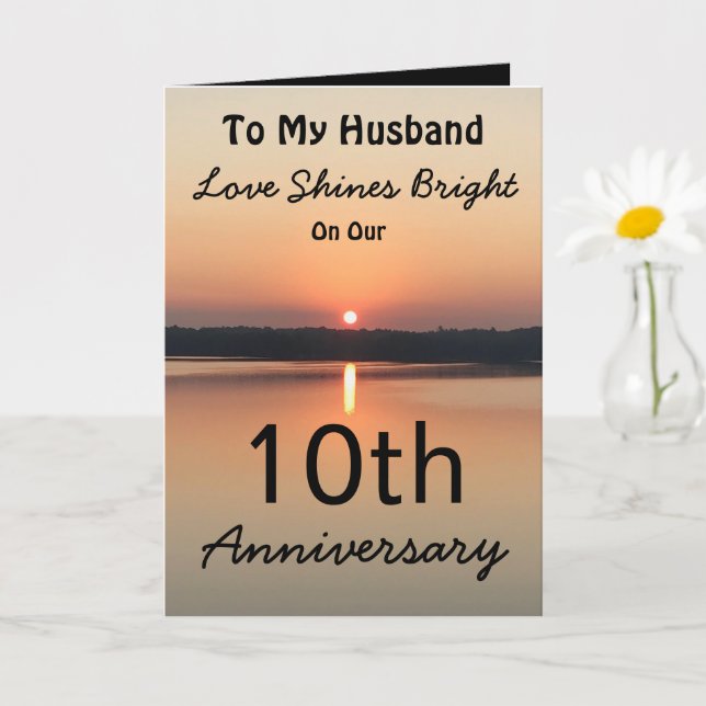 10th Anniversary Husband Love Shines Bright Card (Small Plant)