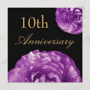 10th Anniversary Invitation - PURPLE Roses