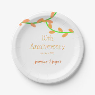 10th anniversary orange lavendar leaf name classic paper plate