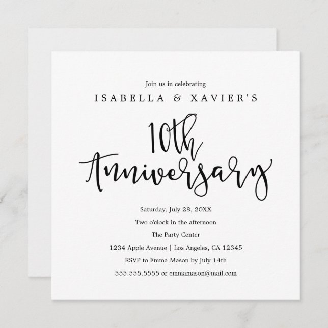 10th Anniversary | Party Invitation (Front/Back)