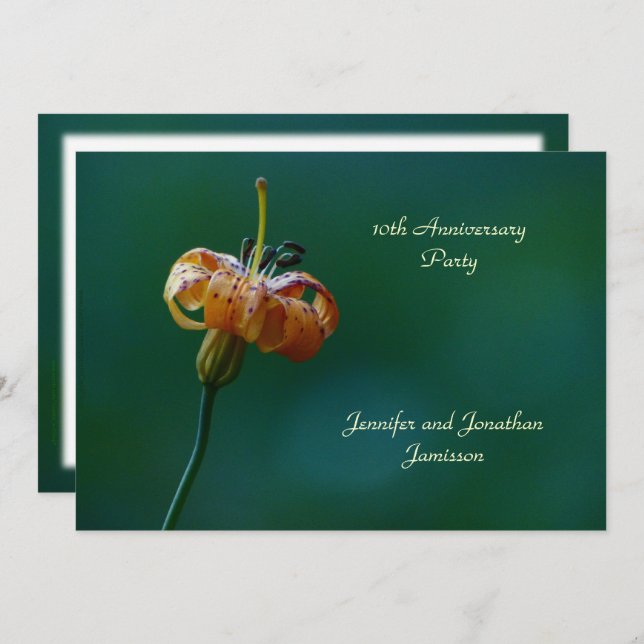 10th Anniversary Party Yellow Lily Floral Invitation (Front/Back)