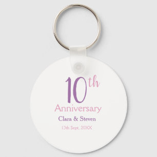 10th anniversary purple pink bold retro name simpl key ring