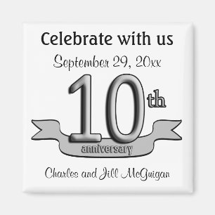 10th Anniversary Save The Date Party Favours Magnet