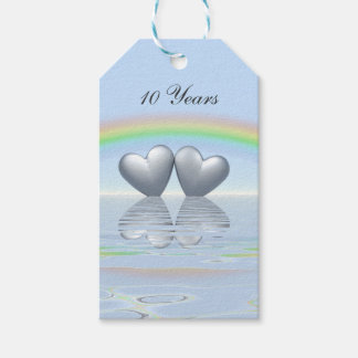 10th Anniversary Tin Hearts Gift Tags