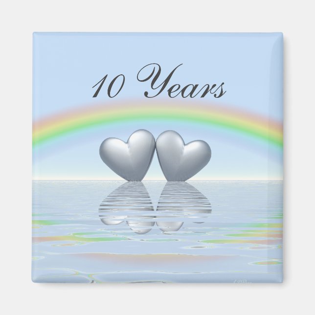 10th Anniversary Tin Hearts Magnet (Front)