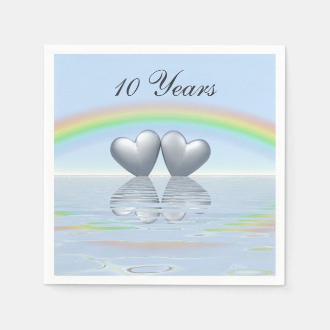 10th Anniversary Tin Hearts Napkin (Front)