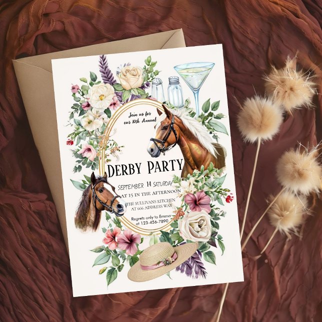 10th Annual Derby Party Invitation with Floral and (Creator Uploaded)