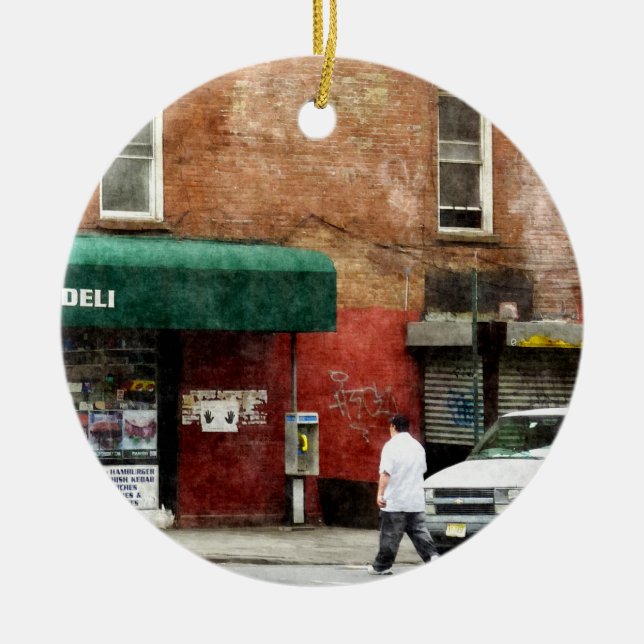 10th Ave. Deli in Manhattan Ceramic Tree Decoration (Front)