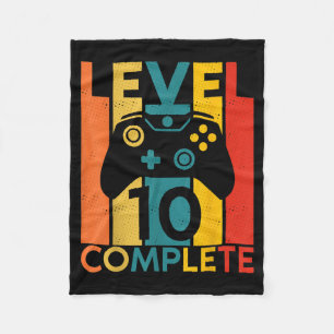 10th Birthday 10 Years Old Level Complete Gamer Fleece Blanket