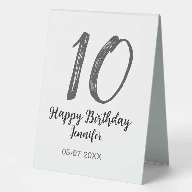 10th birthday add name date year black template go (Front)