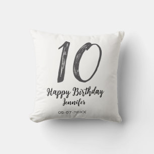 10th birthday add name date year black template go cushion