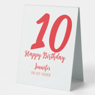 10th birthday add name date year red template 