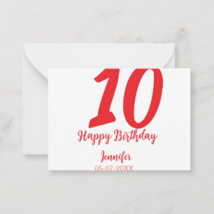 10th birthday add name date year red template 